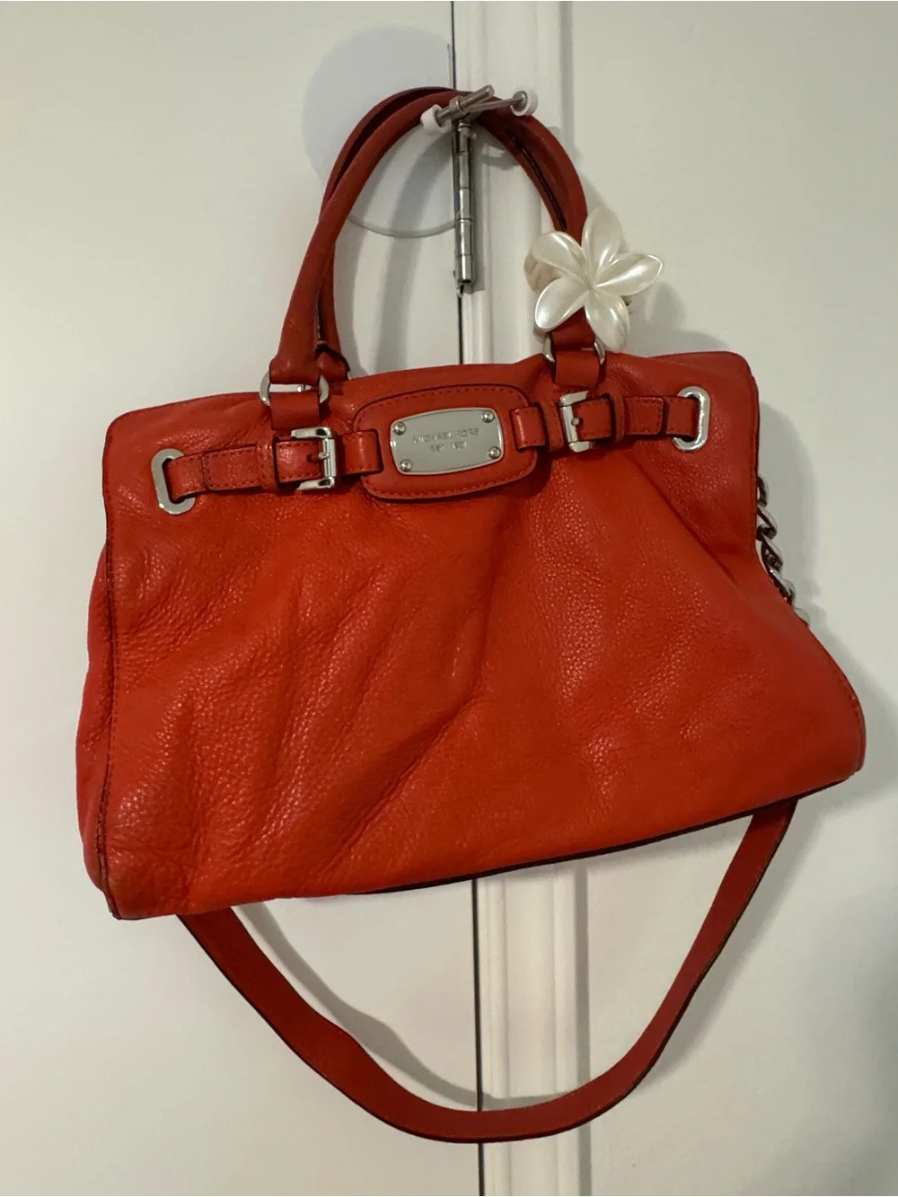 Michael Kors Orange-Red Leather Shoulder Bag